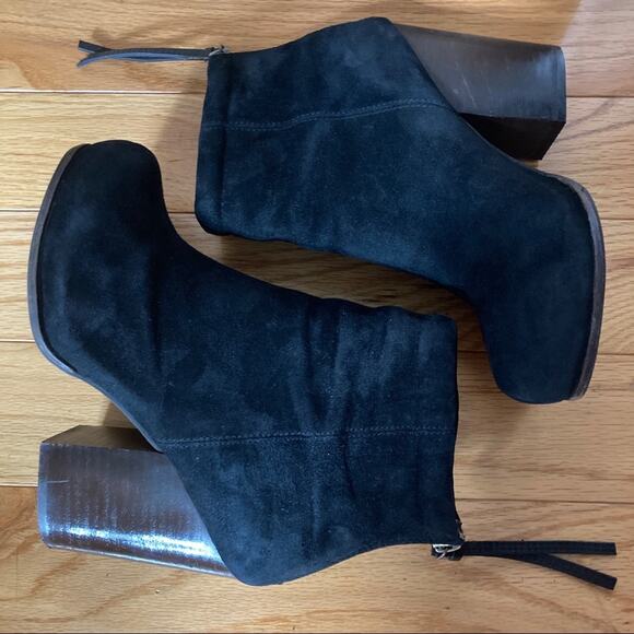 Jeffrey Campbell Rumble Booties size US 8 Black Suede Ankle Block Heel - Picture 2 of 8